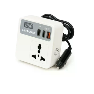 Автомобильный инвертор Car Power 150W 12V&ndash;220V &bull; Преобразователь напряжения от прикуривателя 12V в 220V с 2 USB, Type-C PD и дисплеем