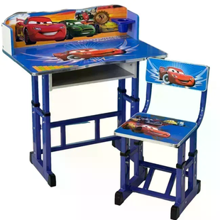 Набор детской мебели Disney Cars бело-голубой &bull; Регулируемая детская парта Disney Cars со стулом, полкой и подставкой для ног