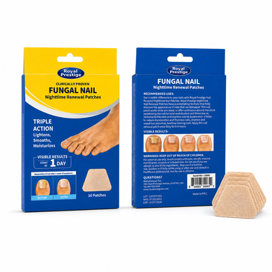 Пластыри от грибка ногтей Royal Prestige Fungal Nail 16 шт для ночного ухода &bull; Противогрибковые пластыри Royal Prestige Fungal Nail с толнафтатом 1% для ногтей ног