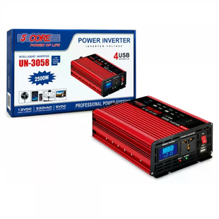 Инвертор 5 CORE UN-3058 2500W 12V &bull; Преобразователь напряжения 5 CORE UN-3058 12V-220V 1100 Вт с USB и модифицированной синусоидой