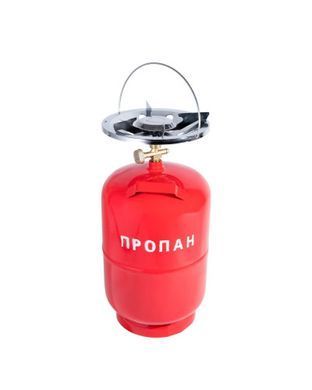 Газовый баллон 12 л с горелкой 22 см бытовой комплект &bull; Туристический газовый комплект 2200 Вт с конфоркой, краном-переходником и ручкой для переноски