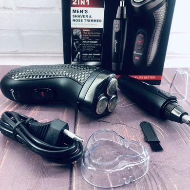 Электробритва Gemei GM 7113, 2 в 1 триммер для носа и ушей CG21 PR3