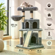 Игровой комплекс APOLLO-4 48&times;48&times;105 см серый &bull; Домик-когтеточка APOLLO-4 для котов с гамаком, лежанкой и площадками
