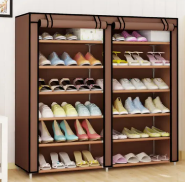 Шкаф для обуви Shoe Cabinet тканевый двухсекционный органайзер с полочками