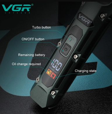 Акумуляторна машинка для стрижки VGR V-696 з насадками та LCD дисплеєм &middot; Бездротовий триммер з зарядною док-станцією &middot; USB зарядка