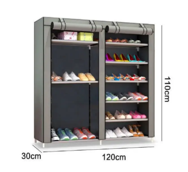 Шафа для взуття Shoe Cabinet тканинний двосекційний органайзер з поличками