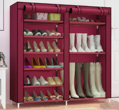 Шкаф для обуви Shoe Cabinet тканевый двухсекционный органайзер с полочками