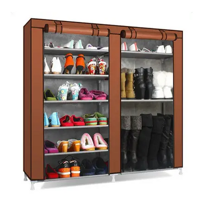 Шафа для взуття Shoe Cabinet тканинний двосекційний органайзер з поличками