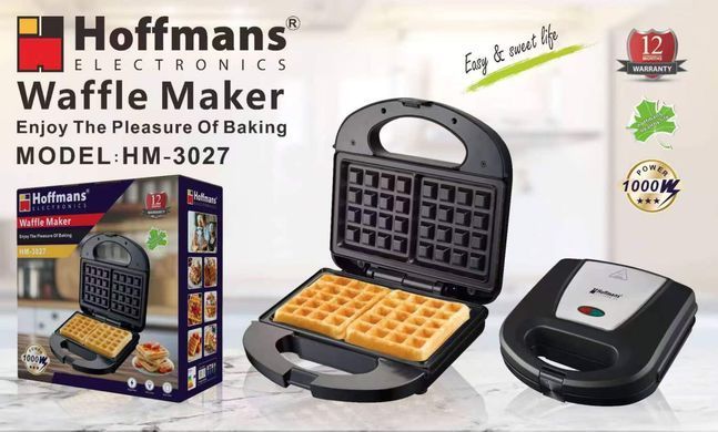 Вафельниця Hoffmans HM-3027 для дому &bull; Електрична вафельниця з антипригарним покриттям і терморегулятором