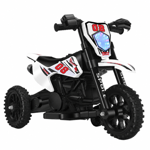 Дитячий електромотоцикл Cool Mountain 26X-130 білий з LED і музикою &bull; Дитячий електричний мотоцикл Cool Mountain 26X-130 з пультом, USB та акумулятором білий
