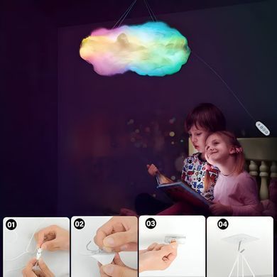 Світильник-хмара DIY Cloud Atmosphere Light &bull; Підвісна LED лампа світильник нічник хмара з RGB підсвіткою