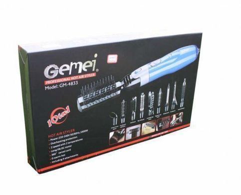 Повітряний мультистайлер для волосся GEMEI GM-4833 10 у 1 | Фен щітка Стайлер | прасування | плойка