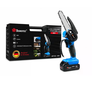 Аккумуляторная цепная мини-пила DOMOTEC CHAIN SAW 6&Prime; 68V 8Ah для обрезки веток &bull; Садовая аккумуляторная пила DOMOTEC CHAIN SAW 6&Prime; для деревьев, кустов и дачи