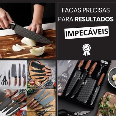 Набор кухонных ножей 4 шт + ножницы и овощечистка Kitchen utensils HA-177 ∙ Кухонный набор ножей HA-177