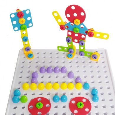 3D Пазл TU LE HUI Creative Puzzle 4 в 1 конструктор с шуруповертом и электроотверткой "Болтовая мозаика" 193 детали