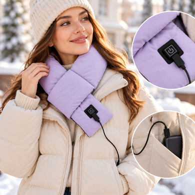 Шарф Intelligent Heating Scarf з підігрівом фіолетовий &bull; Електричний шарф Intelligent Heating Scarf USB 5V з 3 режимами нагріву 10&times;80 см