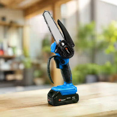 Аккумуляторная цепная мини-пила DOMOTEC CHAIN SAW 6&Prime; 68V 8Ah для обрезки веток &bull; Садовая аккумуляторная пила DOMOTEC CHAIN SAW 6&Prime; для деревьев, кустов и дачи