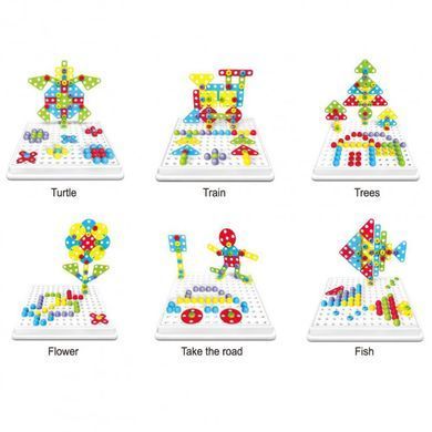 3D Пазл TU LE HUI Creative Puzzle 4 в 1 конструктор с шуруповертом и электроотверткой "Болтовая мозаика" 193 детали