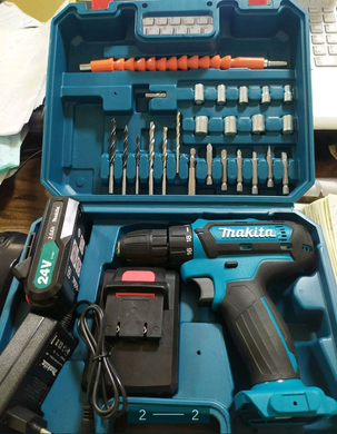 Шуруповерт аккумуляторный MAKITA 550 DWE 24V 3AH · Дрель Макита с Набором инструментов 24 предмета