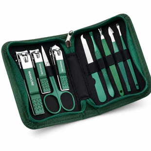 Маникюрный набор AND ES-09A 9 предметов &bull; Маникюрно-педикюрный набор 9PCS Nail Clipper из нержавеющей стали в дорожном футляре