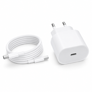 Сетевое зарядное устройство 26X-199 35W USB-C белое &bull; Адаптер быстрой зарядки 26X-199 с кабелем Type-C&ndash;Type-C 1 м для смартфонов и USB-C устройств