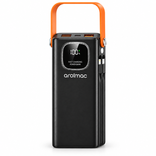 Power Bank Aroimac ARO546 60000 mAh Black &bull; Портативное зарядное устройство Aroimac с быстрой зарядкой 22,5W Fast Charge QC3.0, 4 USB выхода и LED Lighting