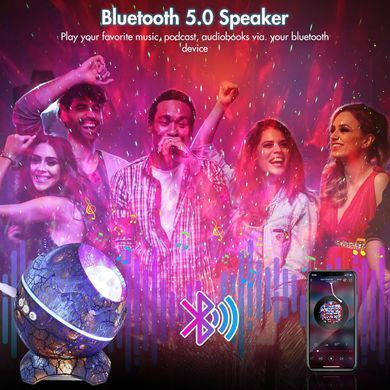 Проектор-нічник Яйце Динозавра з Bluetooth-колонкою та світловими ефектами ∙ Нічник-проектор Яйце Динозавра на підставці з пультом