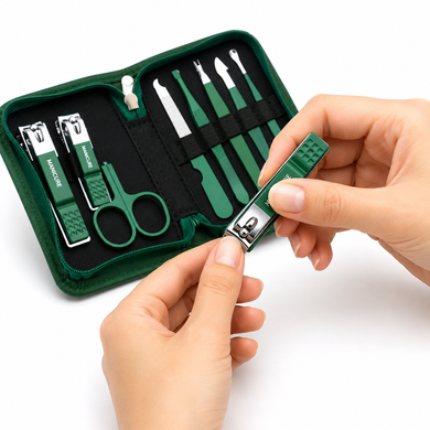 Маникюрный набор AND ES-09A 9 предметов &bull; Маникюрно-педикюрный набор 9PCS Nail Clipper из нержавеющей стали в дорожном футляре