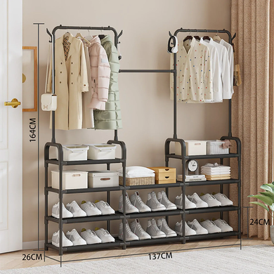 Многофункциональная вешалка для хранения Multi Functional Coat Rack AND 9130-4 &bull; Напольная стойка-органайзер для одежды, сумок, шляп и аксессуаров