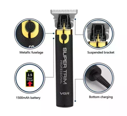Машинка для стрижки VGR V-082 для волос и бороды &bull; Аккумуляторный триммер с USB-зарядкой, насадками 1/2/3 мм и лезвиями из нержавеющей стали