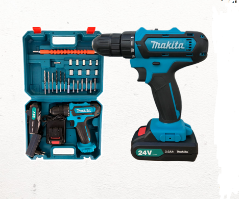 Шуруповерт аккумуляторный MAKITA 550 DWE 24V 3AH · Дрель Макита с Набором инструментов 24 предмета