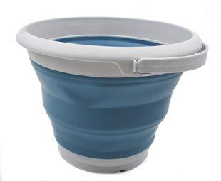 Складное силиконовое ведро 10 л серое с ручкой для воды и хозяйственных задач &bull; Туристическое ведро Collapsible Bucket 10 л серое для рыбалки, кемпинга, дачи и автомобиля