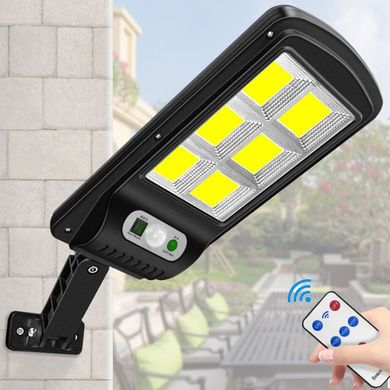 Вуличний ліхтар із сонячною панеллю LED Solar Street Light BL BK 120-6COB ∙ Акумуляторний світильник з датчиком руху та пультом 2200mA на сонячній батареї