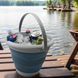 Складное силиконовое ведро 10 л серое с ручкой для воды и хозяйственных задач &bull; Туристическое ведро Collapsible Bucket 10 л серое для рыбалки, кемпинга, дачи и автомобиля