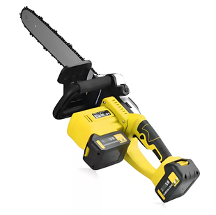 Аккумуляторная цепная пила Electric SAW 16" с 2 аккумуляторами жёлтая &bull; Беспроводная электропила Electric SAW 16 дюймов для сада и распила древесины жёлтая