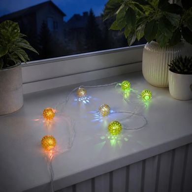 Гірлянда-нитка String-Lights 20Parts-M 3 м різнокольорова &bull; внутрішня декоративна нитка з прозорим дротом і кулястими ажурними плафонами для декору кімнати та ялинки