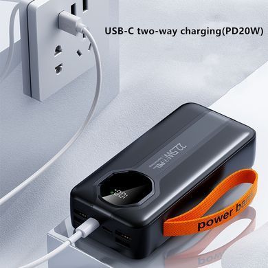 Power Bank Aroimac VP318 30000 mAh Black &bull; Внешний аккумулятор Aroimac VP318 Super Slim с быстрой зарядкой 22,5W, LED дисплеем, 4 USB выходами и встроенными кабелями
