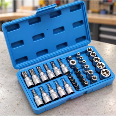 Набір головок New Tools DT-454 34 предмети &bull; Набір торцевих головок New Tools DT-454 Torx та E-Torx 3/8&Prime; у кейсі