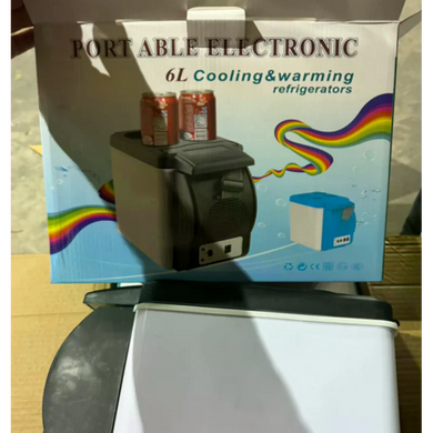 Мини автохолодильник Portable Electronic 7.5 л серо-синий с охлаждением и нагревом &bull; Автомобильный холодильник-нагреватель Portable Electronic 12V от прикуривателя для еды и напитков серо-синий