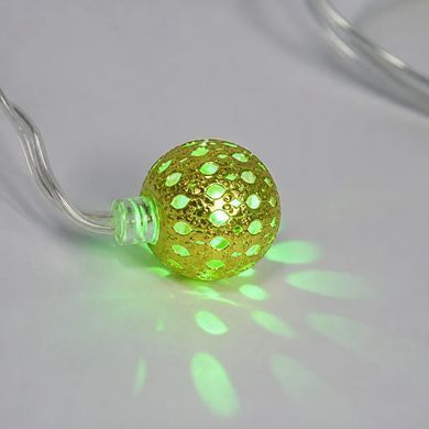 Гірлянда-нитка String-Lights 20Parts-M 3 м різнокольорова &bull; внутрішня декоративна нитка з прозорим дротом і кулястими ажурними плафонами для декору кімнати та ялинки