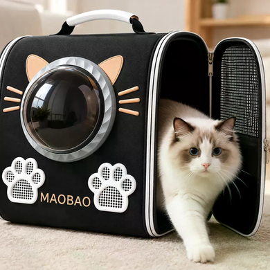 Рюкзак-переноска S-cat1 для котов 36&times;24&times;40 см черный &bull; Рюкзак для кошек S-cat1 с прозрачным окном и вентиляцией 36&times;24&times;40 см