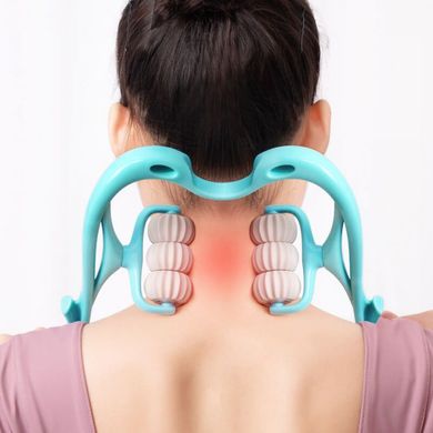 Ручной роликовый массажер для шеи Neck Stretcher с вращающимися рельефными роликами 360°