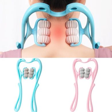 Ручной роликовый массажер для шеи Neck Stretcher с вращающимися рельефными роликами 360°