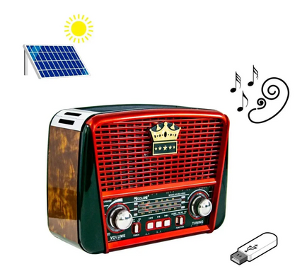 Радиоприемник GOLON RX-BT455S Solar USB с солнечной батареей ∙ Портативная радиоколонка GOLON RX-BT455S Solar USB для дома