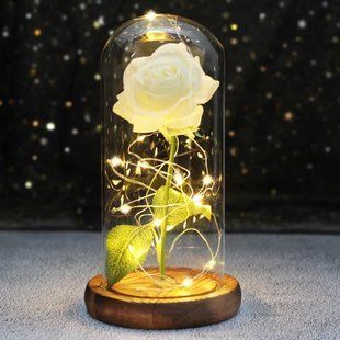 Искусственная роза в колбе Forever Rose N-651 &bull; Светильник Роза с 7 цветами подсветки