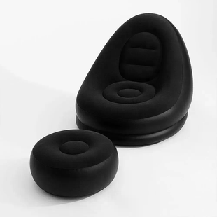 Надувной диван AIR SOFA с насосом чёрный &bull; Велюровое надувное кресло-диван для дома, дачи, отдыха, пляжа и кемпинга
