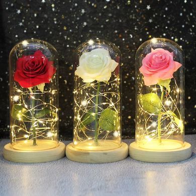 Искусственная роза в колбе Forever Rose N-651 &bull; Светильник Роза с 7 цветами подсветки