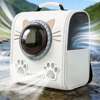 Рюкзак-переноска S-cat2 36&times;24&times;40 см белый &bull; Рюкзак для котов S-cat2 с прозрачным окном, вентиляцией и декоративными ушками
