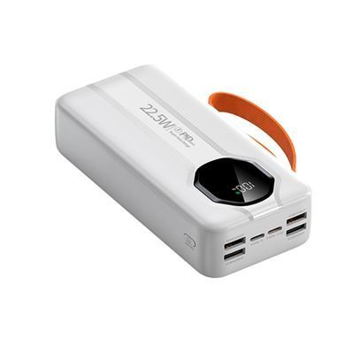 Power Bank Aroimac VP318 30000 mAh White &bull; Внешний аккумулятор Aroimac VP318 Super Slim с быстрой зарядкой 22,5W, LED дисплеем, 4 USB выходами и встроенными кабелями