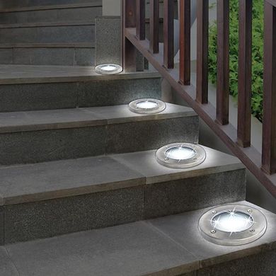 Комплект садових світильників на сонячній батареї Solar Disk Lights, 4 шт ∙ Вуличні ліхтарі з датчиком світла